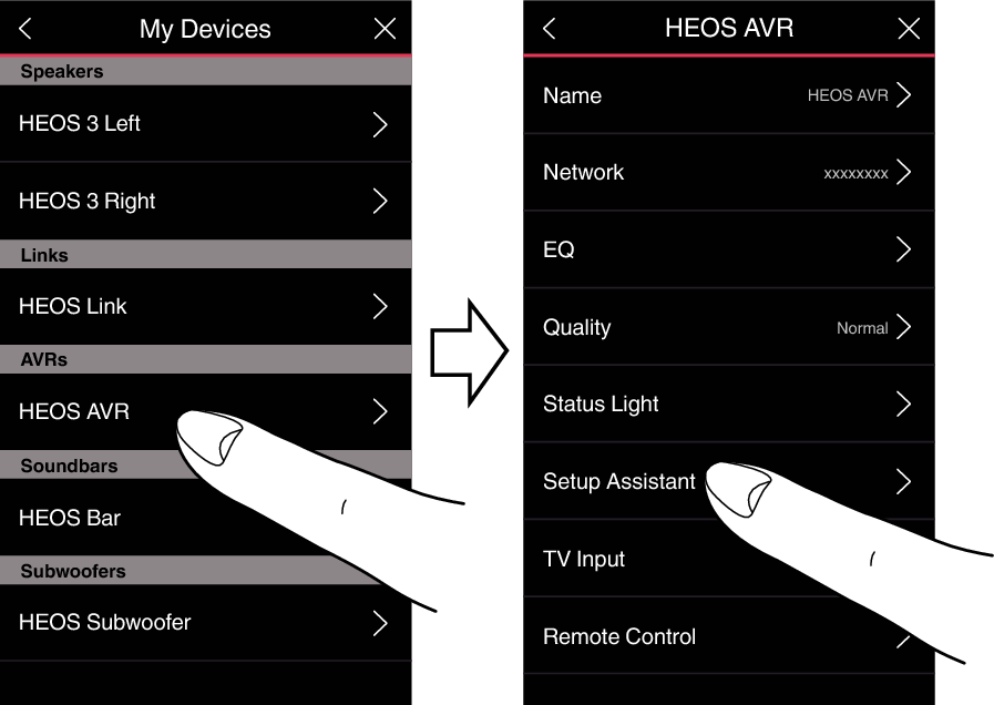Pairing HEOS AVR Sub Assist 1